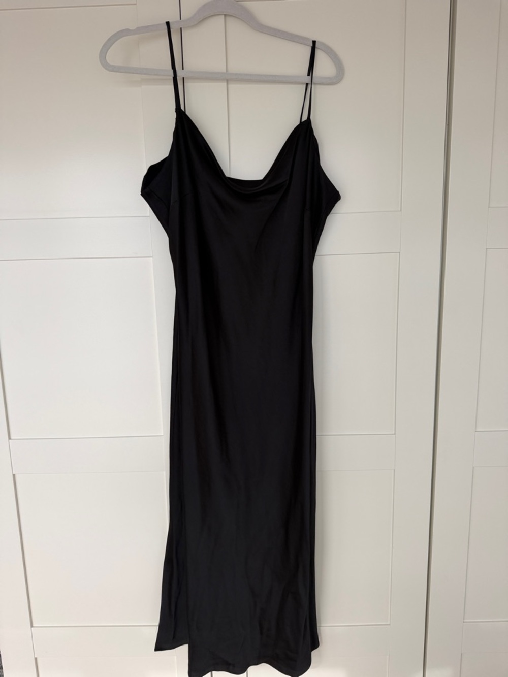 Express Black Strapless Slip Dress with Cowl Neck